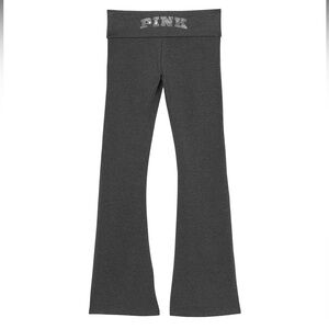 NWT PINK Victoria's Secret Charcoal Flare Yoga Pants with blings 
Size M